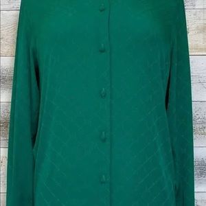 Gucci Green GG Check Silk Shirt Size 38 - Color: Green | Size: XS - WITH TAGS